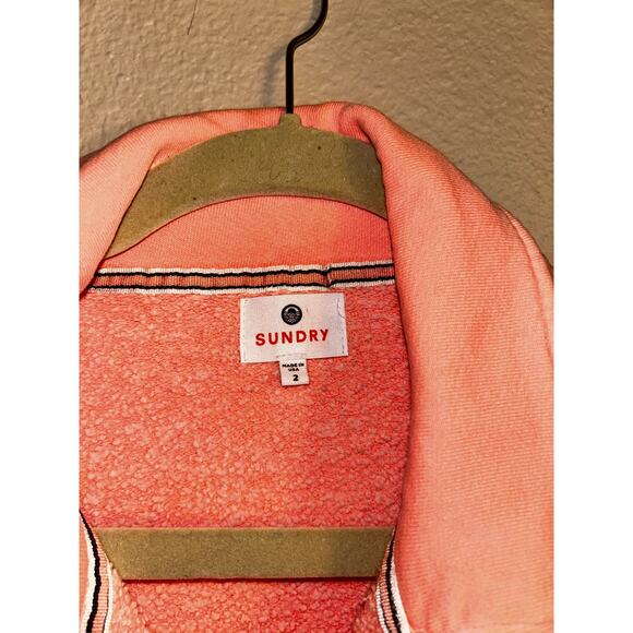 SUNDRY Spring Fleece  Pigment Peach Casual Long Sleeves Shirt Jacket Shacket - Picture 7 of 10
